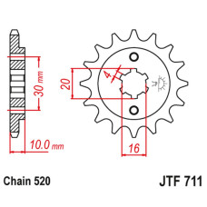 Jt передня зірка 720 13 cagiva 125 w8/freccia/planet/mito/rapror '85-10' (72013jt) (ланцюг520)