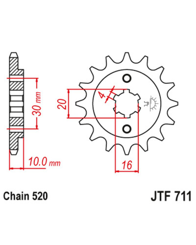 Jt передня зірка 720 13 cagiva 125 w8/freccia/planet/mito/rapror '85-10' (72013jt) (ланцюг520)