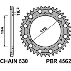 Pbr задняя звезда 4562 45 c45 honda cb 1000r '08-'18 (jtr1340.45) (цепь530) (sdt.+1)