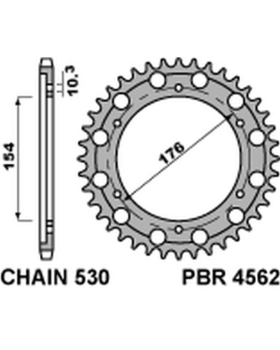 Pbr задняя звезда 4562 45 c45 honda cb 1000r '08-'18 (jtr1340.45) (цепь530) (sdt.+1)