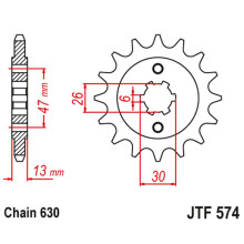 Jt передня зірка 574 16 yamaha xv 1000 '81-82', tr1 '81-85' (57416jt) (ланцюг 630)