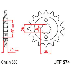 Jt передня зірка 574 16 yamaha xv 1000 '81-82', tr1 '81-85' (57416jt) (ланцюг 630)