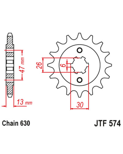 Jt передня зірка 574 16 yamaha xv 1000 '81-82', tr1 '81-85' (57416jt) (ланцюг 630)