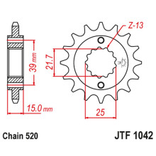 Jt передня зірка 2128 16 kymco 250 mxu/kxr/kxu '02-15' 300 maxxer '05-16' (212816jt) (ланцюг 520)