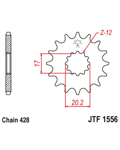 Jt передня зірка 2064 13 yamaha tzr 50 (spain) (206413jt) (ланцюг 428) 