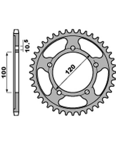Pbr задня зірка 4447 42 c45 aprilia rsv 4rf '15-'17, rsv4 rr '16-'17, tuono 1000/1100 '06-'15 (jtr713.42) (ланцюг525) (std.)