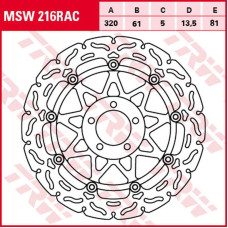 Trw zf гальмівний диск перед kawasaki zx-7r/rr '96-'02, zxr 750 '91-'95, zx-9r '94-'04, zzr 1100 '93-'01, zx-12r '00-'03, zzr 1200 '02-'05, vn 1500/1600 mean strek '02-'05, suzuki vz 16
