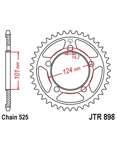 Jt задня зірка 4508 41 ktm 950/990/1190 rc8 /duke/ supermoto (450841jtzbk) (ланцюг 525) 