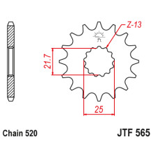 Jt передня зірка  565 14 yamaha yzf/wrf 400/426/450, cf moto 400 '19-, 650 gt/nk '21-'23 (56514jts) (ланцюг 520) yfz 450 '04-'13 - 