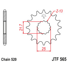 Jt передня зірка  565 14 yamaha yzf/wrf 400/426/450, cf moto 400 '19-, 650 gt/nk '21-'23 (56514jts) (ланцюг 520) yfz 450 '04-'13 - 