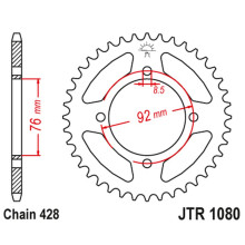 Jt задняя звезда thumpstar pit bikes all 100cc+; x-sport pit bikes all 100cc+ (jtr1080,39) (цепь 428)
