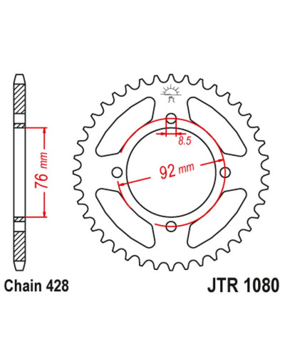 Jt задня зірка thumpstar pit bikes all 100cc+; x-sport pit bikes all 100cc+ (jtr1080,39) (ланцюг 428)