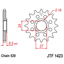 Jt передня зірка 2192 17 suzuki gsxr 1000 '09-16' (219217jt) (ланцюг 520) 