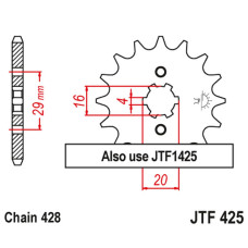 Jt передняя звезда 425 12 suzuki ts 125r '90-'96, rv 125 '07-'15 (42512jt) (цепь 428)