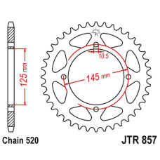Jt задня зірка 857 47 yamaha xv 125 virago '97-01, xvs 125 drag star '00-04, tt 600r '04, (85747jt) (ланцюг 520) 