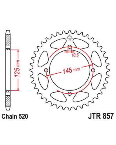 Jt задня зірка 857 47 yamaha xv 125 virago '97-01, xvs 125 drag star '00-04, tt 600r '04, (85747jt) (ланцюг 520) 