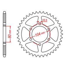 Mtx parts задня зірка 478 43 kawasaki zx6r '05-'17, z 750 (47843jt) (ланцюг 520) 