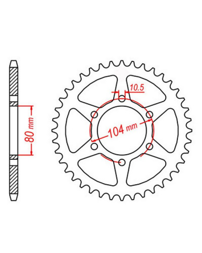 Mtx parts задня зірка 478 43 kawasaki zx6r '05-'17, z 750 (47843jt) (ланцюг 520) 