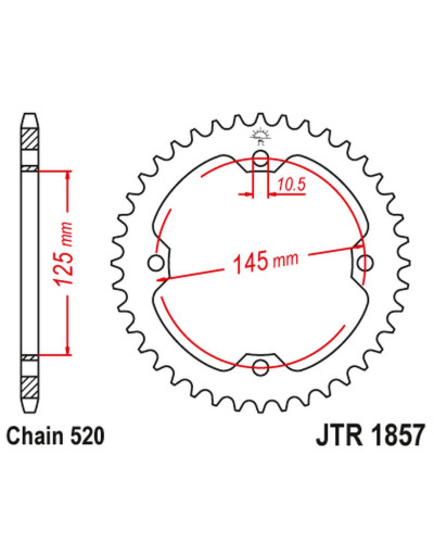 Jt задня зірка 4588 45 yamaha yfz 450r '09-19, yfm 250/350/450/700 raptor (458845jt) (ланцюг 520)  85742jt