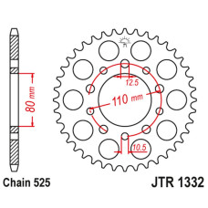 Jt задняя звезда 4350 45 honda vt 600c shadow '90-'07, xrv 750 africa twin '93-'03 (435045jt) (цепь 525)