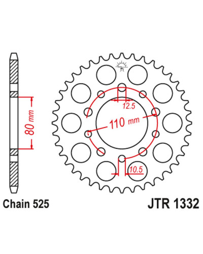 Jt задняя звезда 4350 45 honda vt 600c shadow '90-'07, xrv 750 africa twin '93-'03 (435045jt) (цепь 525)