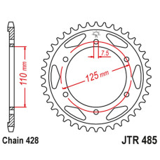 Jt задня зірка 485 46 gilera 125 kk/kz '06-89', 125 cougar '01' (48546jt) (ланцюг428)