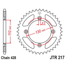 Jt задняя звезда 249 52 honda cr80 '86-02', cr85 '03-07' (24952jt) (цепь428)