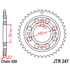 Jt задняя звезда 247 41 honda cb/cbx 250 '78-84', cb 400 n/t '81-83' (24741jt) (цепь520)