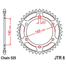 Jt задня зірка 4550 42 bmw f800r ( 8,5mm) (455042jt) (ланцюг 525) черный