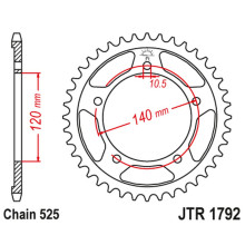 Jt задня зірка 4398 43 suzuki gsr 750 '11-'19, gsxr 750 '00-'03, dl 1000 '15-'16, gsx 750s '15-'16 (439843jt) (ланцюг 525) (черный)