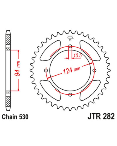 Jt задняя звезда 282 36 honda cb 500f/k '78-'80 (28236jt) (цепь 530)