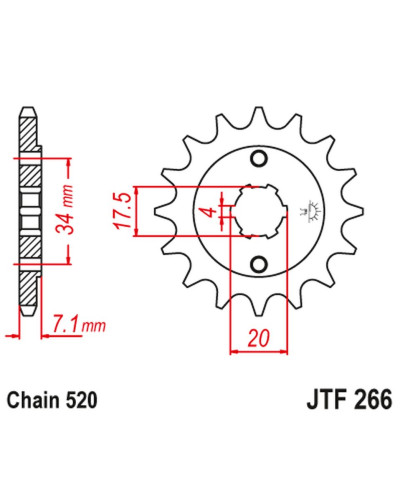 Jt передняя звезда 266 14 honda cr 125 '79-'85 (26614jt) (цепь 520)