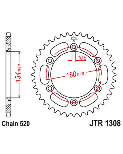 Jt задняя звезда 4400 40 honda cbr 600f '01-20', cbr 900 rr '00-03', cbr 1000 rr '04-20', vtr 1000 sp1/sp2 '00-06' (42004