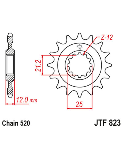 Jt передня зірка 823 15 husqvarna / husaberg (82315jt) (ланцюг 520)