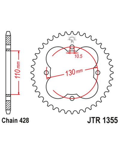 Jt задняя звезда 4355 48 honda trx 90 '93-19', trx 125 '87-88' (435548jt) (цепь428)