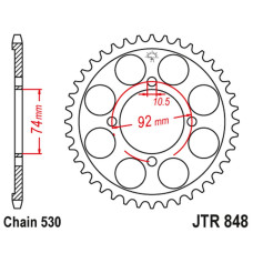 Jt задня зірка 848 37 yamaha rd 350 '74-76 (84837jt) (ланцюг 530)