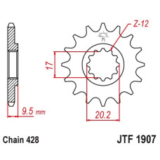 Jt передня зірка 2084 14 ktm sx 85 04-17 (+1) (208414jt) (ланцюг 428)