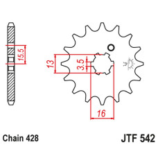 Jt передня зірка 542 10 yamaha dt 80 mx-s '83-84' (54210jt) (ланцюг 428)