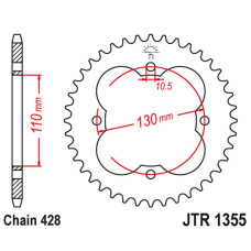 Jt задняя звезда 4355 50 honda trx 90 '93-19', trx 125 '87-88' (435550jt) (цепь428)