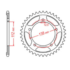 Mtx parts задня зірка 408 44 honda cbr 1100 xx '97-'07 (sc35) (jtr302.44) (ланцюг 530)