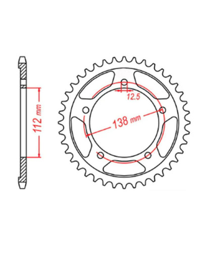 Mtx parts задня зірка 408 44 honda cbr 1100 xx '97-'07 (sc35) (jtr302.44) (ланцюг 530)