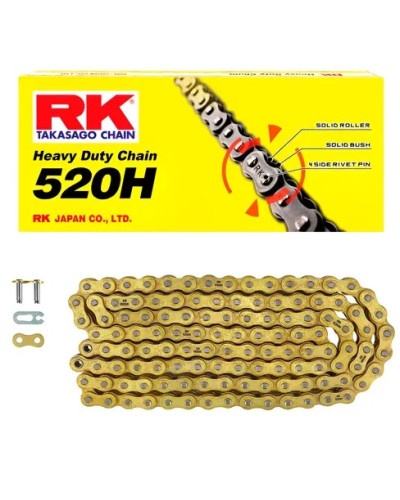 Rk цепь приводная gs520h-120 застежка (cl) в наборе золотой (объем: do 250 ccm) (34,3 kn)