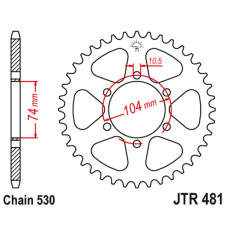 Jt задня зірка 481 40 kawasaki z 400/550 '80-83', z 650 '79', kh 500 '72-75' (48140jt) (ланцюг530)