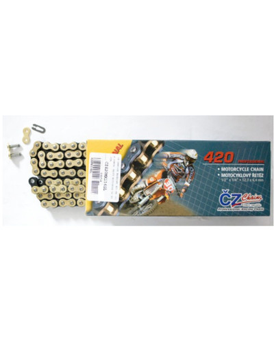 Cz ланцюг привідний 420 mx (132 звено) золотий (motocross do 85 ccm) (22,0 kn) + застібка