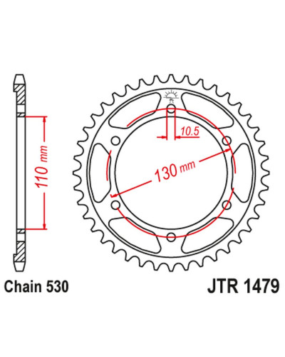 Jt задняя звезда 241 45 yamaha yzf-r1 1000 '09-14' (24145jt) (цепь530) (черный)