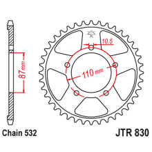 Jt задня зірка 821 46 suzuki gsx-r 1100 '86-88 (82146jt) (ланцюг 532)