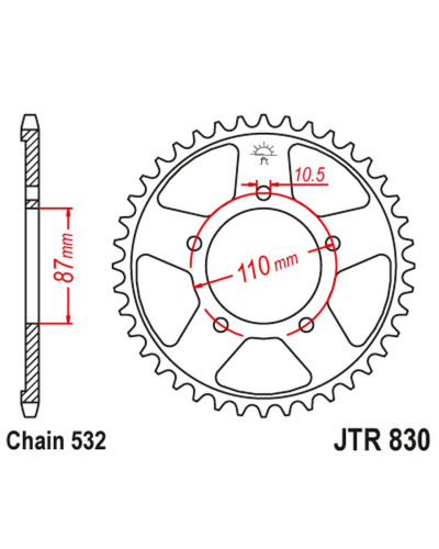 Jt задняя звезда 821 46 suzuki gsx-r 1100 '86-88 (82146jt) (цепь 532)
