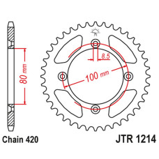 Jt задняя звезда 238 38 honda crf 70 '04-12'; crf 110 '13-21', xr 70/80 '97-03', cr 50/80 '82-84' (23838jt) (цепь420)