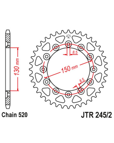 Jt задняя звезда 270 39 yamaha wr 250r '08-'20 (27039jt) (jtr245/2.40) (цепь 520)
