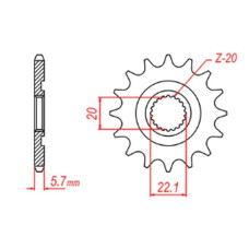 Mtx parts передня зірка 2103 13 yamaha yzf 250 '01-'17, wr 250f '01-'17 (jtf1590.13) (ланцюг 520)